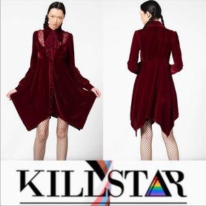 Killstar Blood Red burgundy velvet Nymyra Cameo dress